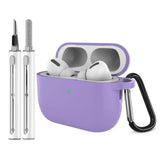 Silikone Cover til Apple AirPods Pro (3. gen.) - Karabinhage & Rengøringspen - Violet