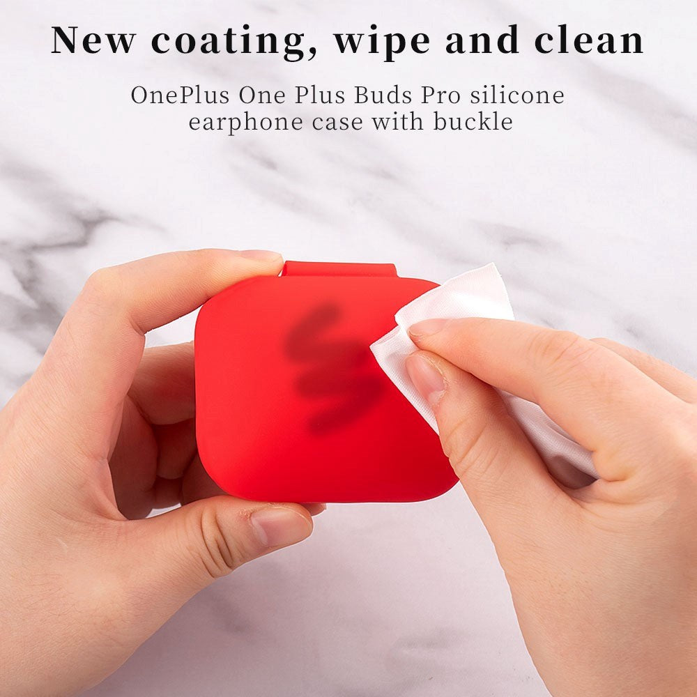 OnePlus Buds Pro Silikone Cover med Karabinhage - Hvid