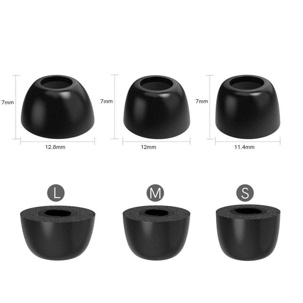 Samsung Galaxy Buds Pro / Buds2 Pro Memory Foam EarBuds Covers - Sort - Str. M