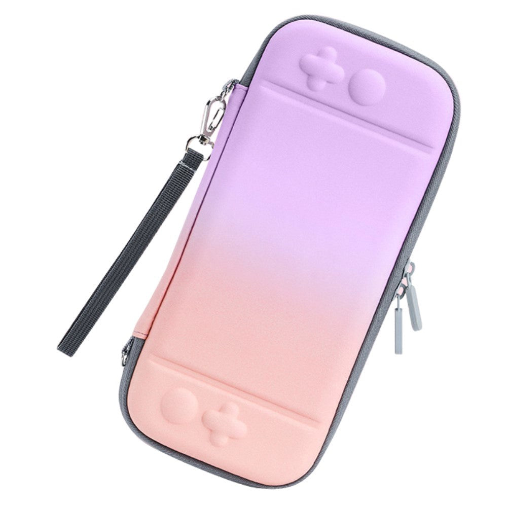 Nintendo Switch / Switch OLED Opbevaringscase m. Lynlås - Lyserød / Lilla