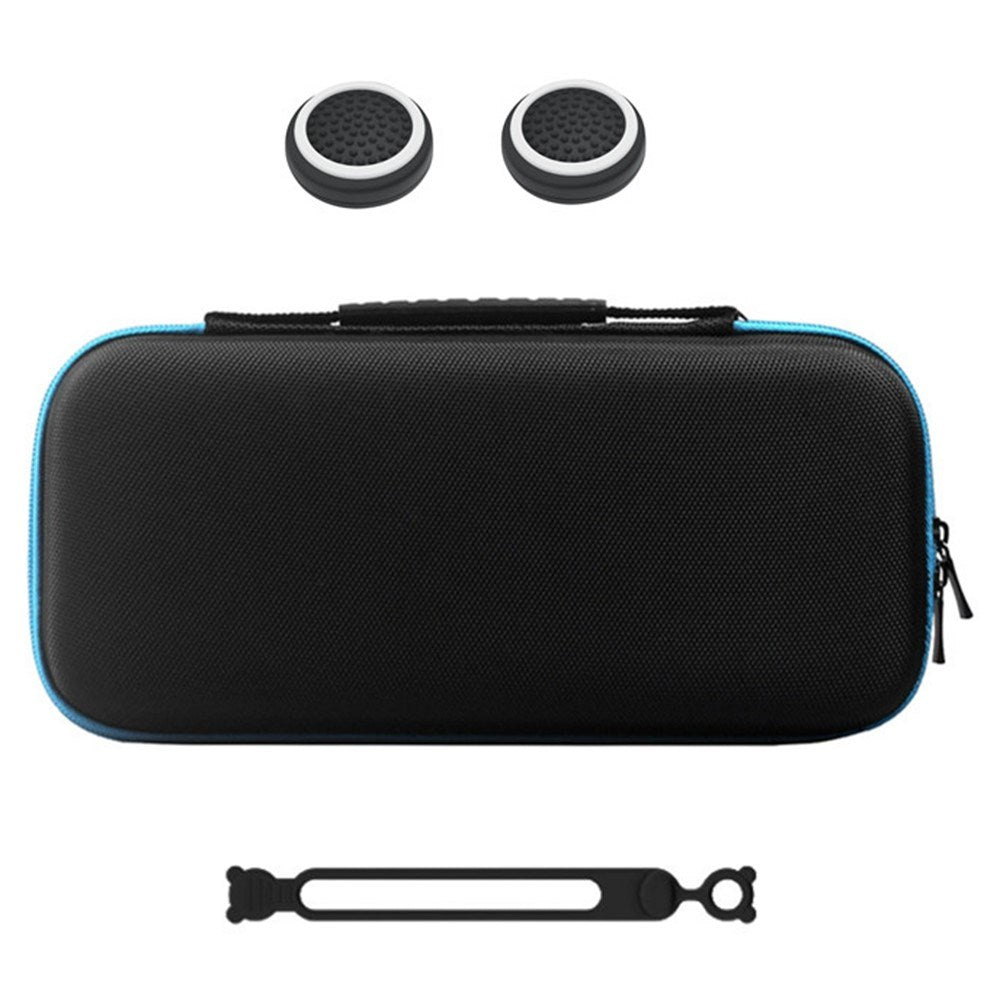 Nintendo Switch 2 Opbevaringstaske - Silikone Kabelbinder & Joystick Grip Caps - Sort / Blå