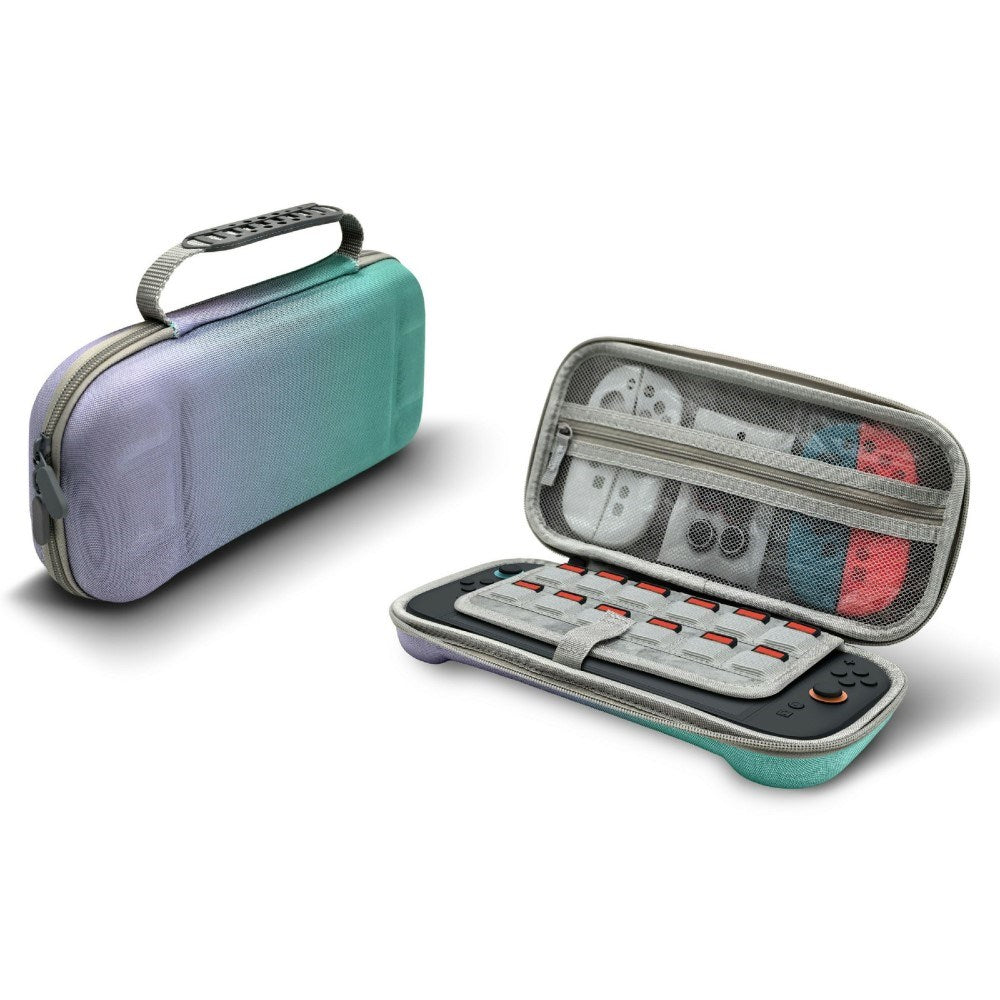 Nintendo Switch 2 Rejsetaske m. Lommer & Håndtag - Lilla / Grøn