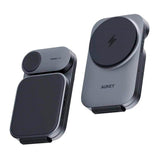 Aukey - MagFusion 3-i-1 Magnetisk Foldbar Trådløs Oplader - MagSafe Kompatibel - Grå