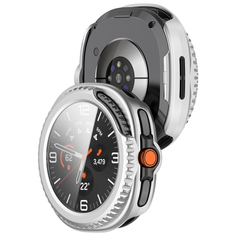 Samsung Galaxy Watch 8 Classic (46mm) Plast Cover - Indbygget Skærmbeskyttelsesglas - Mat Sølv