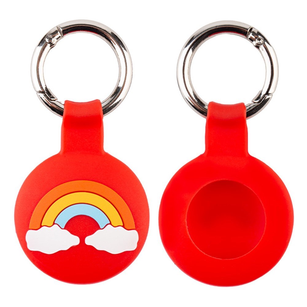 Apple AirTag Silikone Cover - inkl. Karabinhage - Rød Regnbue