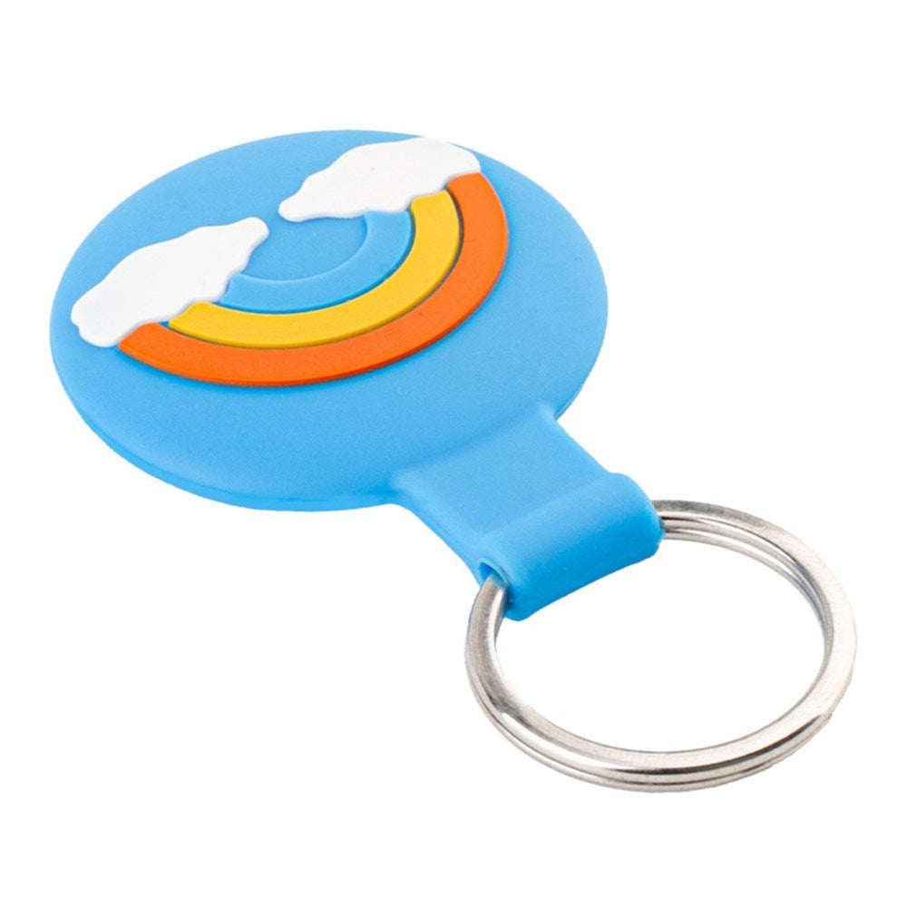 Apple AirTag Silikone Cover - inkl. Karabinhage - Blå Regnbue