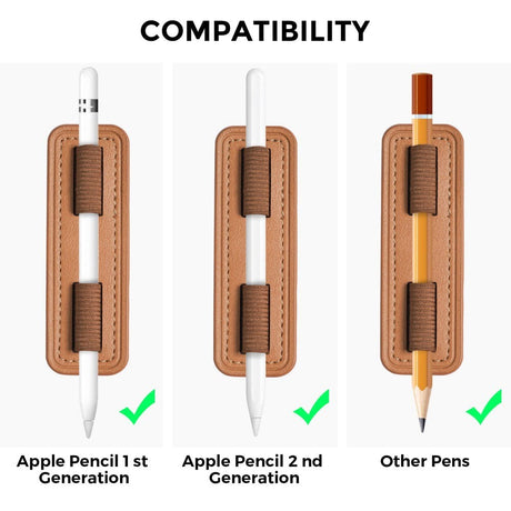 Apple Pencil Holder til Tablet i Kunstlæder Selvklæbende - Brun