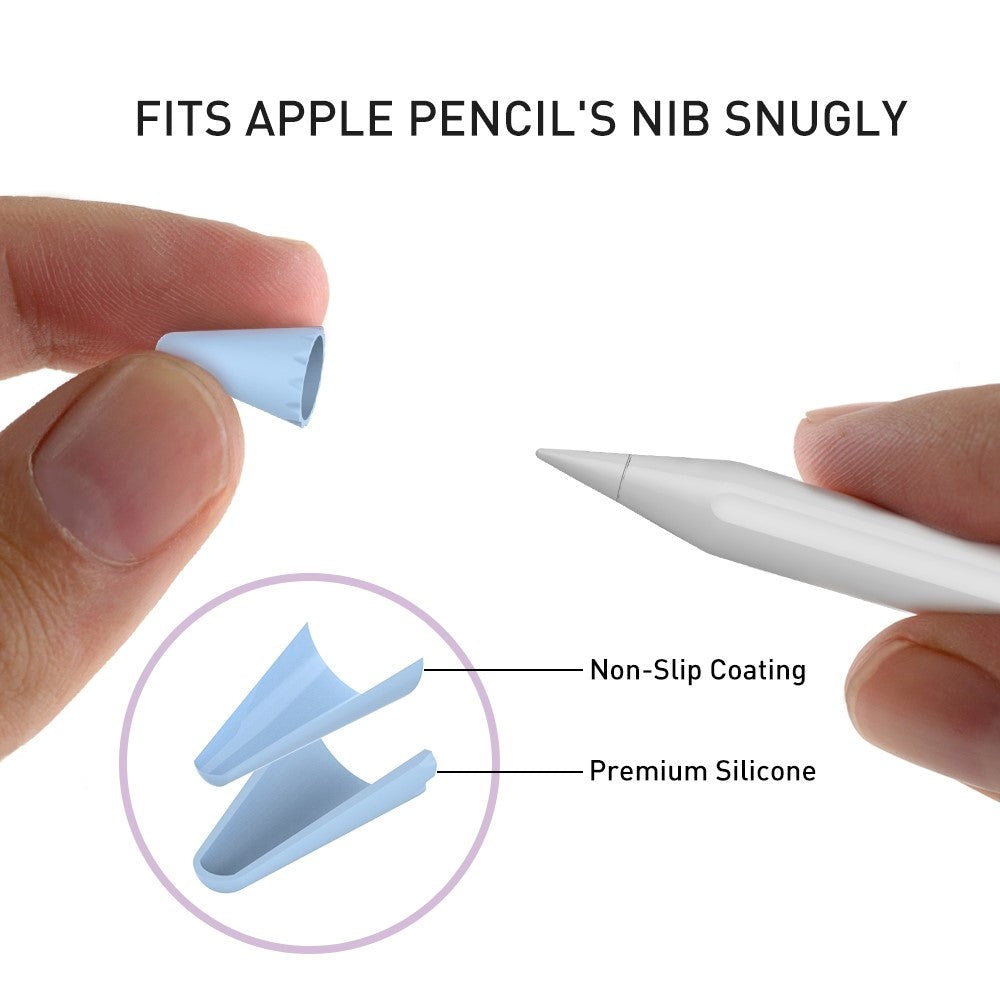 Apple Pencil 1 & 2. Gen Pen Tip Cover 8 Stk. Blå / Sort / Grå / Hvid