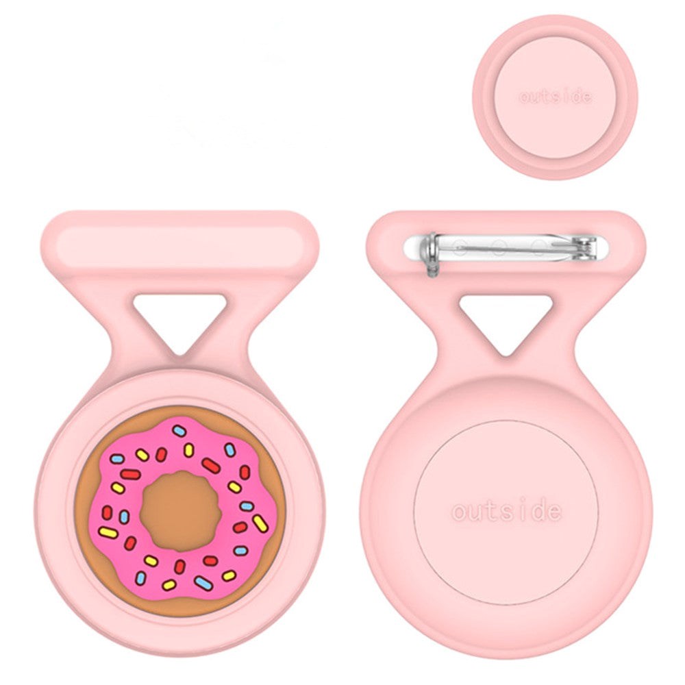 AirTag Silikone Cover m. Broche & Motiv - Donut