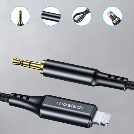 Choetech Lightning til 3.5mm Minijack Kabel - 1m - Sort