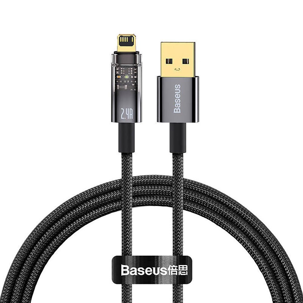 Baseus Explorer Series 2.4A - USB-A til Lightning Kabel - 1m - Sort