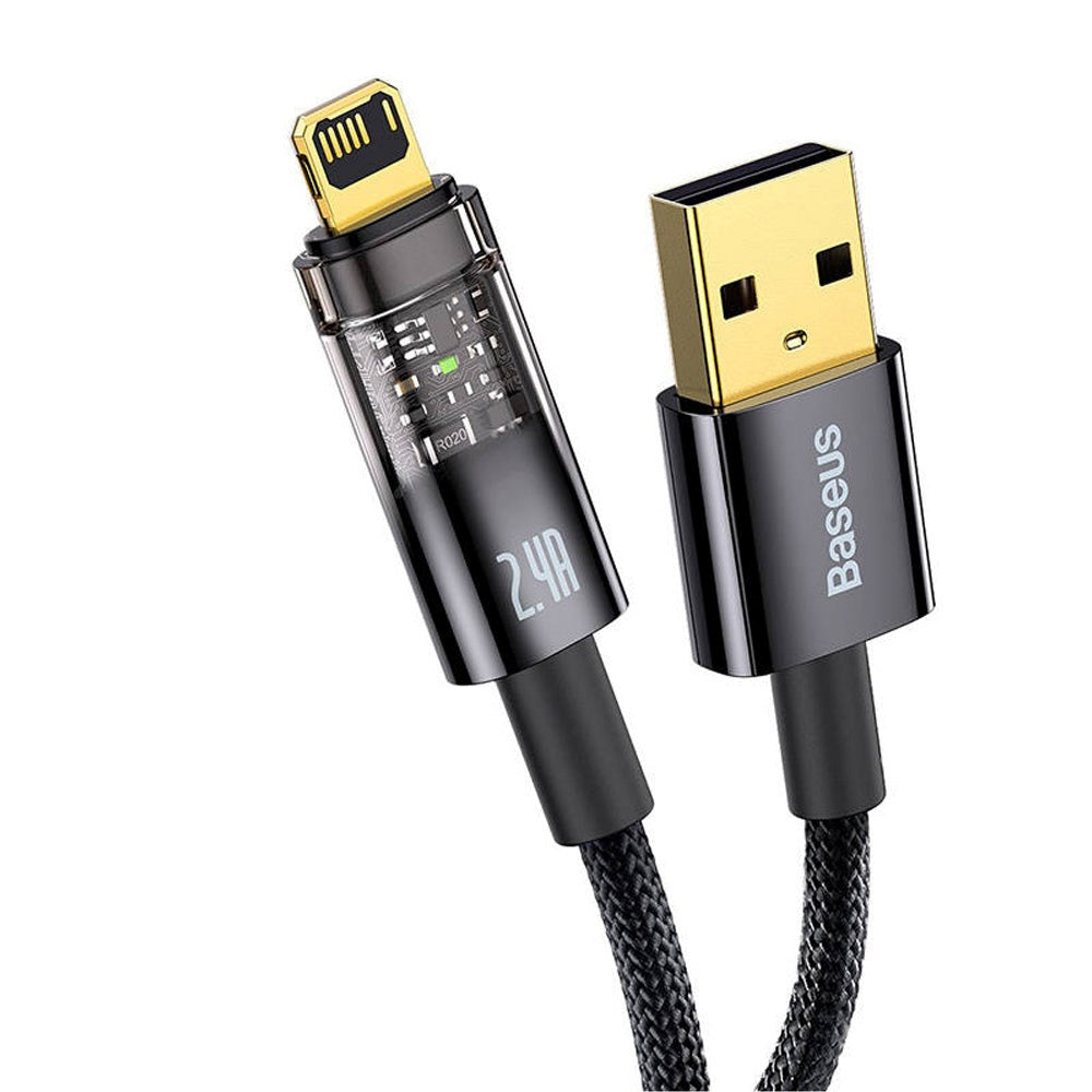 Baseus Explorer Series 2.4A - USB-A til Lightning Kabel - 1m - Sort