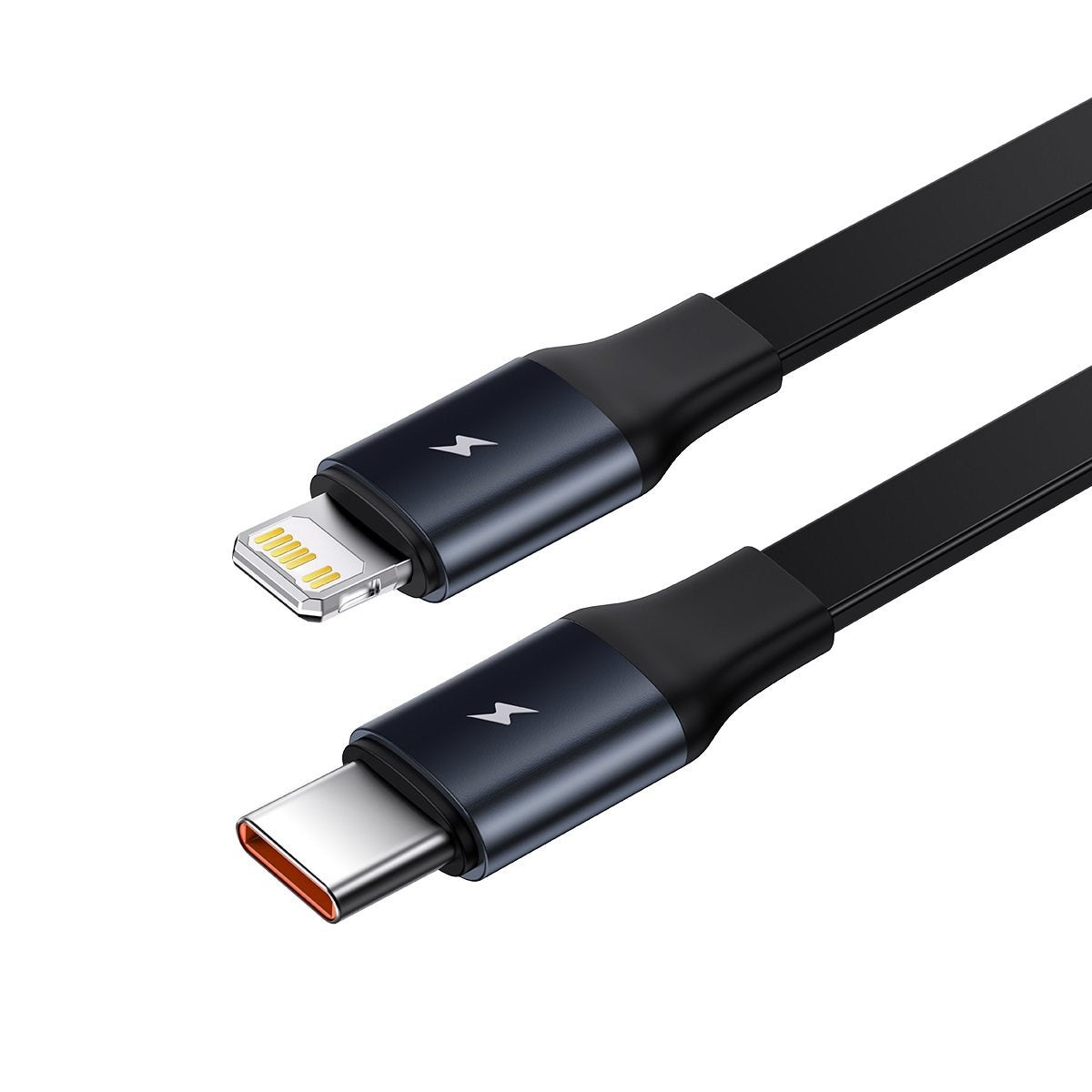 Biloplader fra Baseus med Kabeltromle m. USB-C og Lightning Kabel - Sort