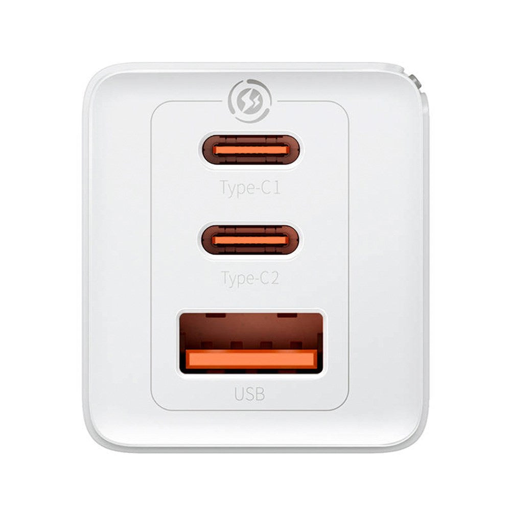 Baseus GaN5 Pro Vægoplader 65W med 2 x USB-C & 1 x USB-A - Hvid