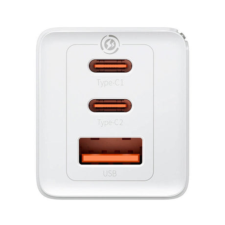 Baseus GaN5 Pro Vægoplader 65W med 2 x USB-C & 1 x USB-A - Hvid