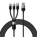 Baseus StarSpeed - 3-i-1 18W USB-A Multi Kabel m. USB-C, Lightning & Micro-USB - 1.2 Meter - Sort