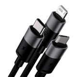 Baseus StarSpeed - 3-i-1 18W USB-A Multi Kabel m. USB-C, Lightning & Micro-USB - 1.2 Meter - Sort