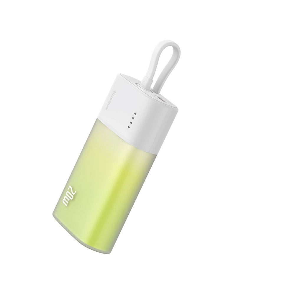Baseus Popsicle Powerbank - 5200mAh - 20W - Integreret Lightning Kabel - Hvid / Grøn