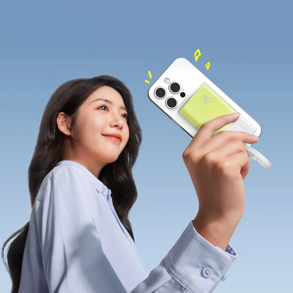 Baseus Popsicle Powerbank - 5200mAh - 20W - Integreret Lightning Kabel - Hvid / Grøn