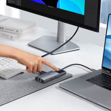 Baseus USB-C 6-i-1 Multiport Hub m. 2 x USB-C 2 x USB-A 1 x HDMI 1 x RJ45 - Grå