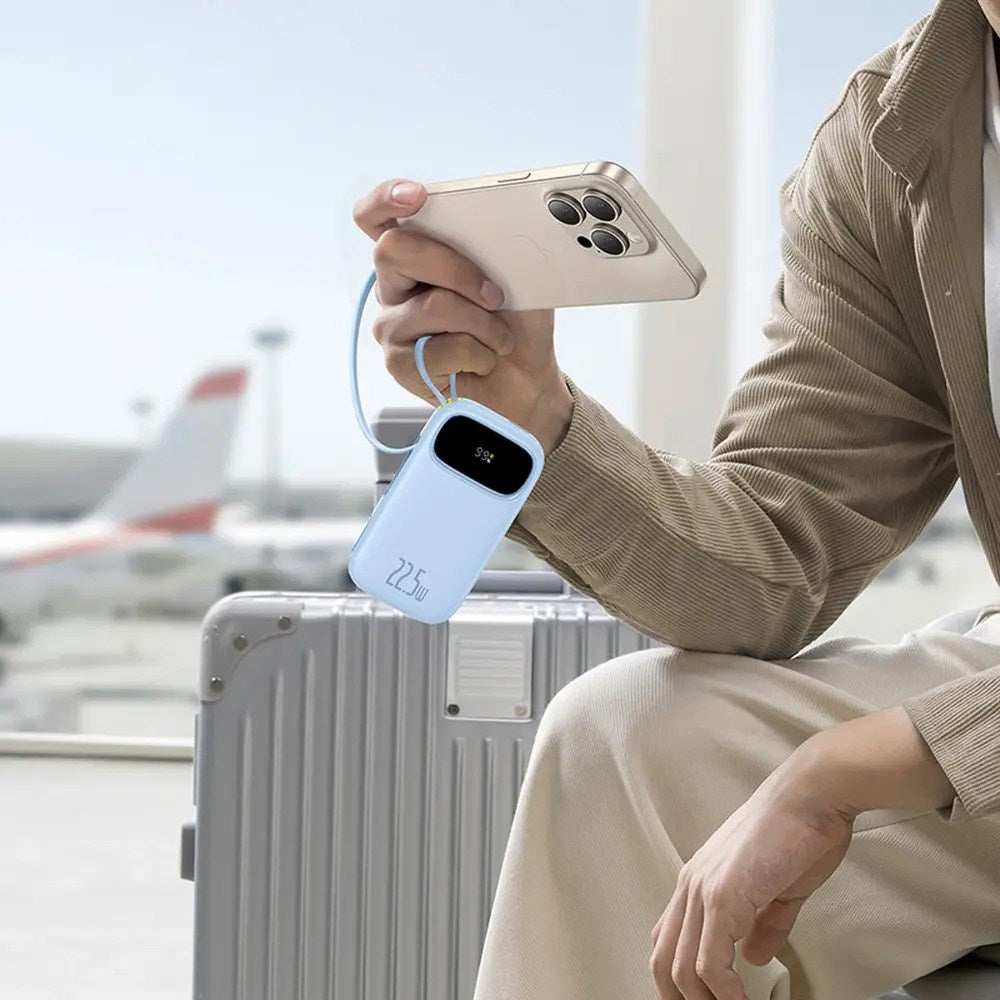 Baseus EnerFill Powerbank - 20.000mAh - 22.5W - USB-C Kabel - Lightning Kabel - Blå