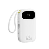 Baseus EnerFill Powerbank - 10.000mAh - 22.5W - USB-C Kabel - Lightning Kabel - Hvid
