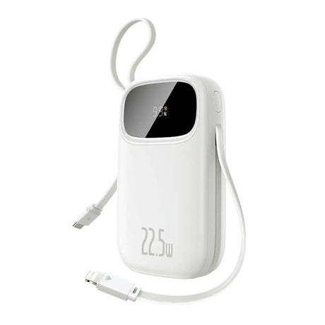 Baseus EnerFill Powerbank - 10.000mAh - 22.5W - USB-C Kabel - Lightning Kabel - Hvid