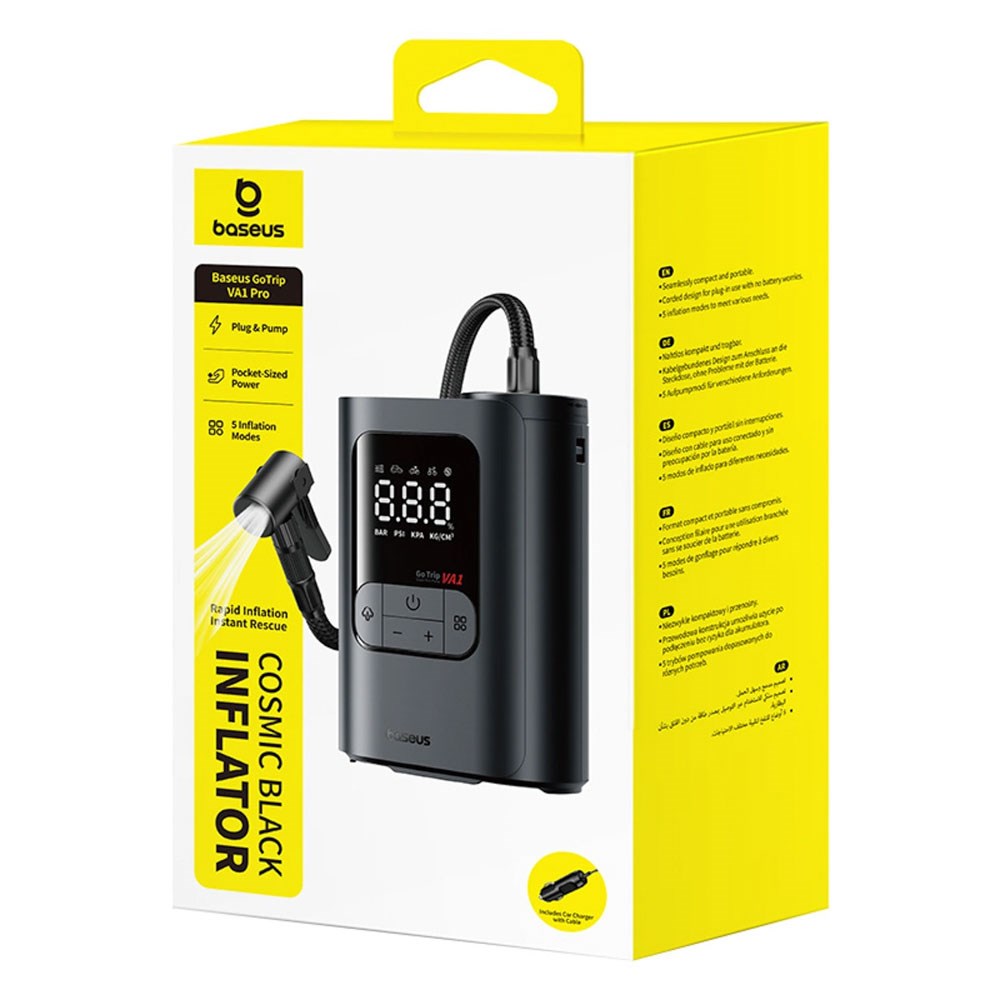 Baseus GoTrip Bilpumpe Kompressor - 12V - Mørkegrå