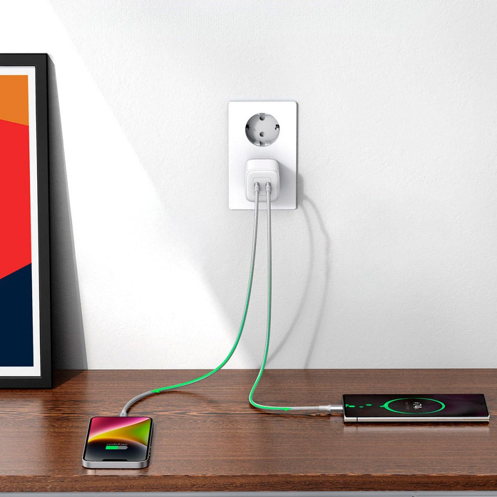 Ugreen PD 45W USB-C GaN Hurtig Vægoplader m. 2 x USB-C - Hvid