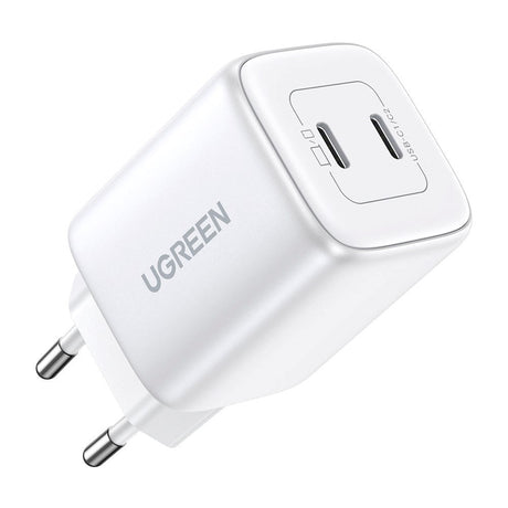 Ugreen PD 45W USB-C GaN Hurtig Vægoplader m. 2 x USB-C - Hvid