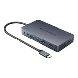 Hyper HyperDrive Ecosmart 10-i-1 USB-C Hub - 2 x USB-A 2 x USB-C 2 x HDMI 1 x Ethernet 1 x 3.5mm Jackstik 1 x SD- & MicroSD-Kort - Grå