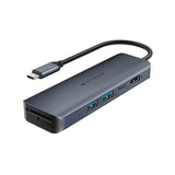 Hyper HyperDrive Ecosmart 6-in-1 USB-C Hub - 2 x USB-A 1 x USB-C 1 x HDMI 1 x Ethernet 1 x SD-Kort - Grå