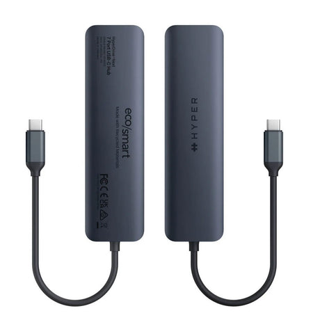Hyper HyperDrive Ecosmart 7-in-1 USB-C Hub - 2 x USB-A 1 x USB-C 1 x HDMI 1 x Ethernet 1 x SD- & MicroSD-Kort - Grå