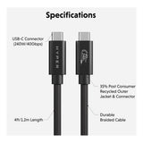Hyper HyperDrive USB-C til USB-C Kabel - 1.2m / 240W - Sort