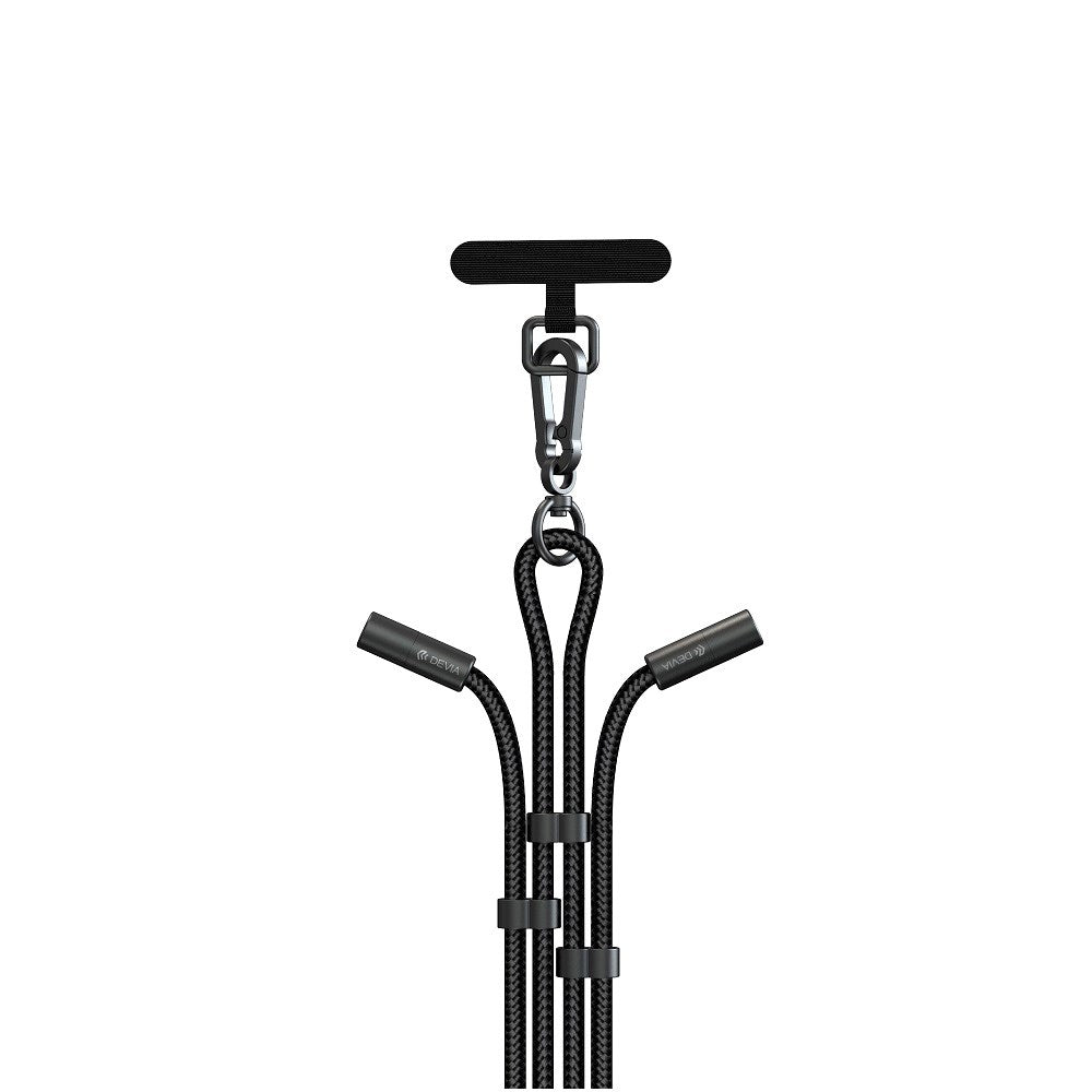 2-i-1 Justerbar Mobilstrop & USB-C til Lightning Kabel - Devia - Sort