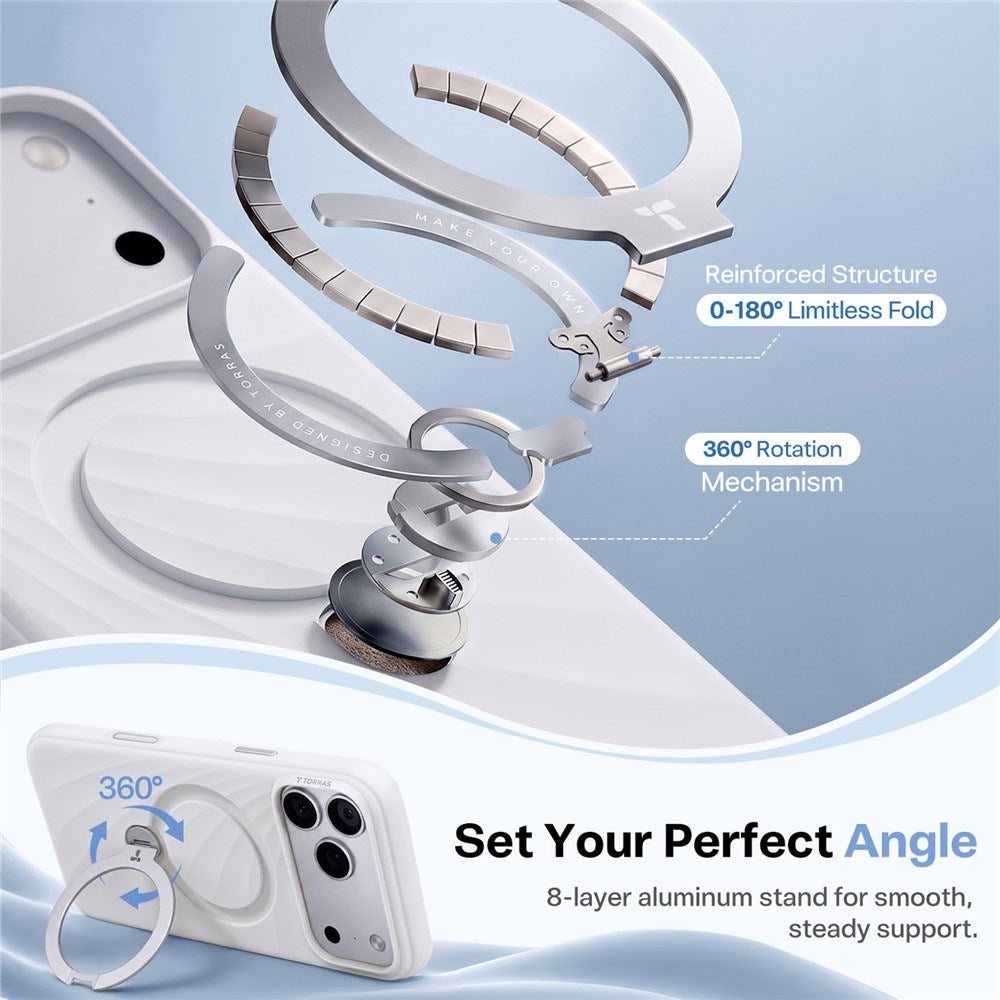 iPhone 18 Pro / 17 Pro TORRAS Ostand Q3 Wind Bagside Cover - MagSafe Kompatibel - Hvid