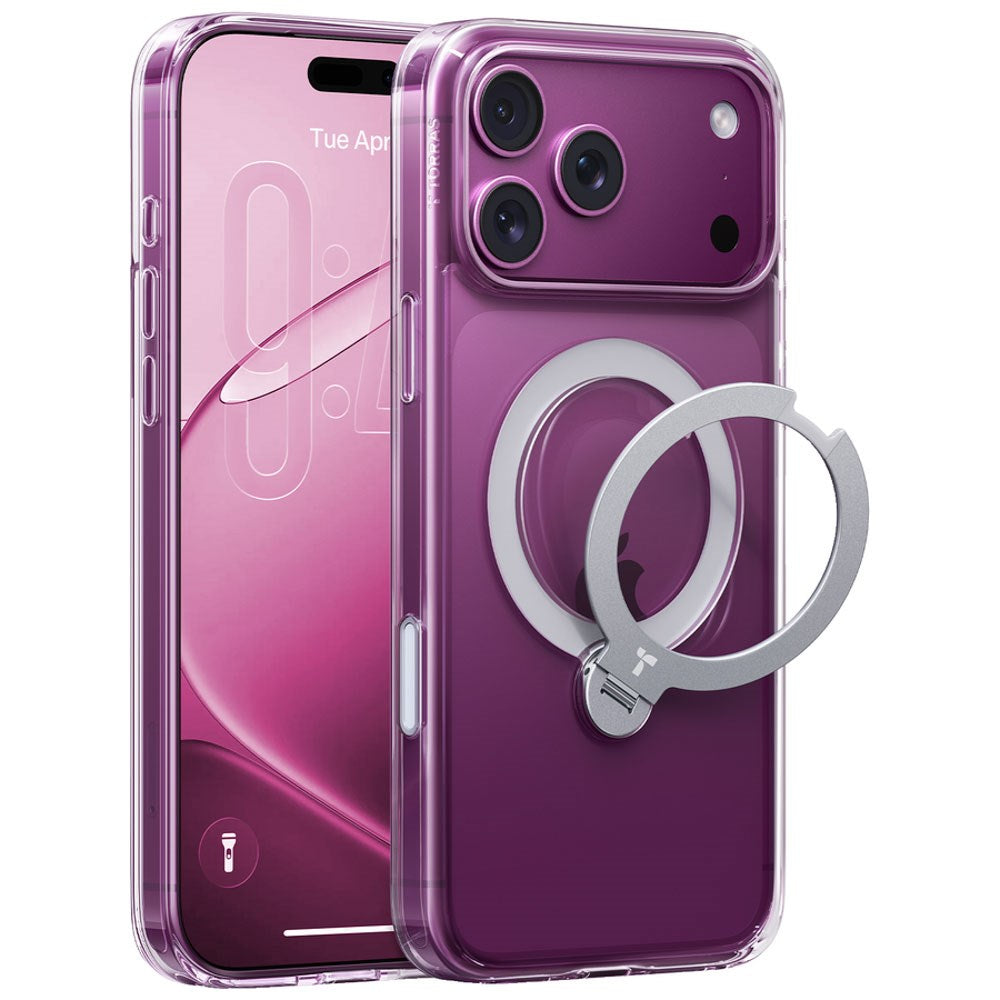 iPhone 18 Pro Max / 17 Pro Max TORRAS Ostand Q3 Spin Bagside Cover - MagSafe Kompatibel - Gennemsigtig