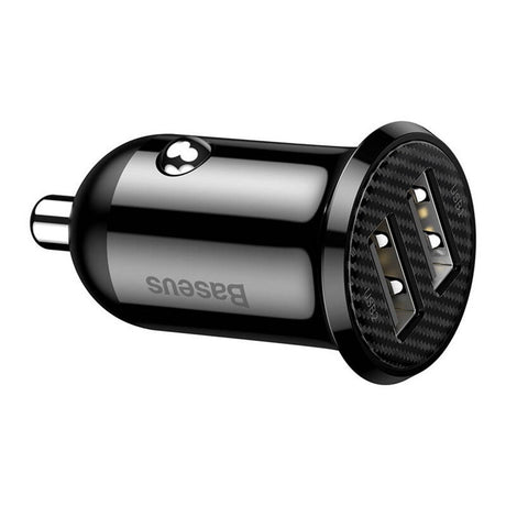 Baseus Grain Pro 12W Biloplader m. 2 x USB-A - Sort