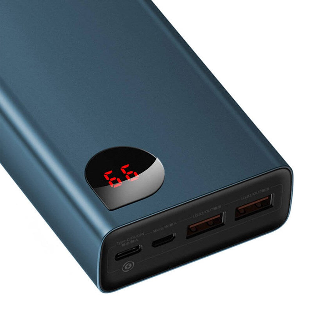 Baseus Adaman 65W Powerbank 20.000mAh m. 2 x USB-A & USB-C - USB-C Kabel - Blå