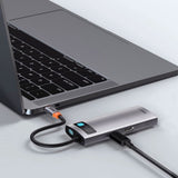 Baseus 7-i-1 USB-C Multiport Hub m. 3 x USB-A 1 x USB-C 1 x HDMI - Grå