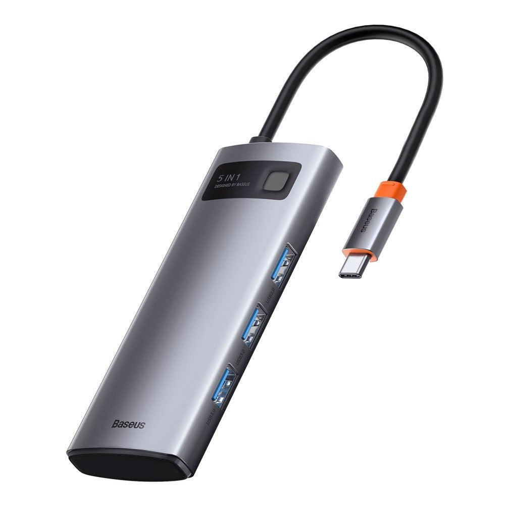Baseus 7-i-1 USB-C Multiport Hub m. 3 x USB-A 1 x USB-C 1 x HDMI - Grå