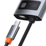 Baseus 6-i-1 USB-C Multiport Hub m. 3 x USB-A 1 x USB-C 1 x HDMI 1 x RJ45 - Grå