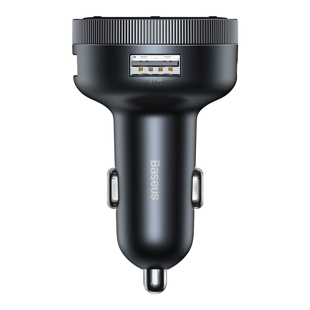 Baseus Biloplader m. Indbygget FM Transmitter & 2 x USB-A & 1 x 3.5mm Jackstik - Sort