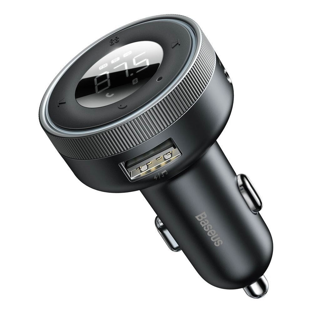 Baseus Biloplader m. Indbygget FM Transmitter & 2 x USB-A & 1 x 3.5mm Jackstik - Sort