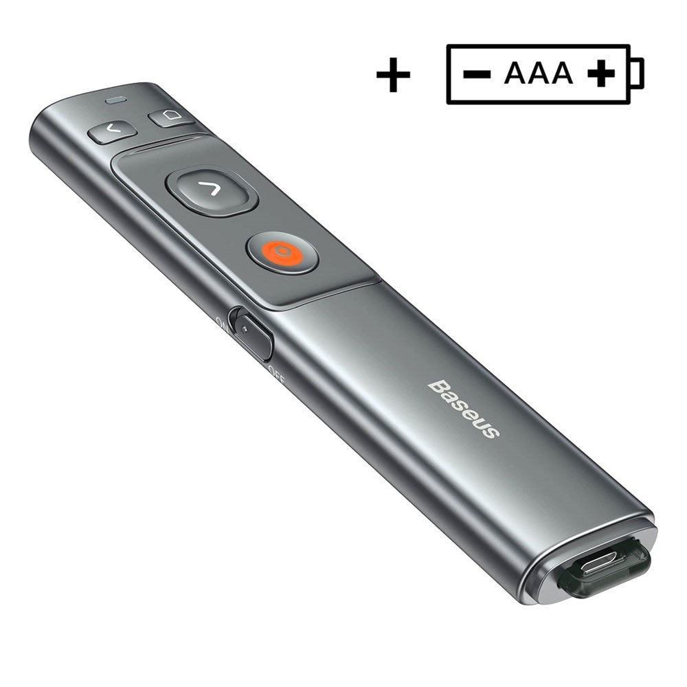 Baseus Laser Pointer m. Batteri - USB-C / USB-A - Grå