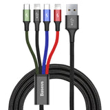 Baseus Rapid Series 4-i-1 Lightning (2 stk) / USB-C / Micro USB 3.5A Kabel 1.2m.