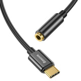 Baseus L54 USB-C til 3.5 mm Jack Audio Adapter - 9 cm - Sort