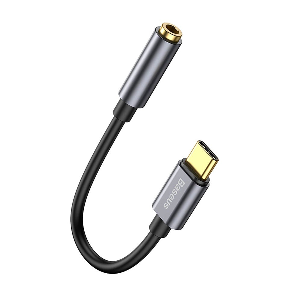 Baseus L54 USB-C til 3.5 mm Mini Jack Lyd Adapter - 9 cm - Grå
