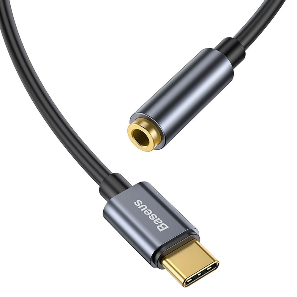 Baseus L54 USB-C til 3.5 mm Mini Jack Lyd Adapter - 9 cm - Grå