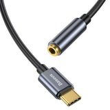 Baseus L54 USB-C til 3.5 mm Mini Jack Lyd Adapter - 9 cm - Grå